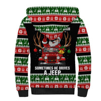 Santa Claus Drive A JEEP Sherpa Hoodie Funny Xmas Holiday Patterns - Wonder Print Shop
