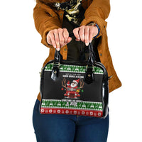 Santa Claus Drive A JEEP Shoulder Handbag Funny Xmas Holiday Patterns - Wonder Print Shop