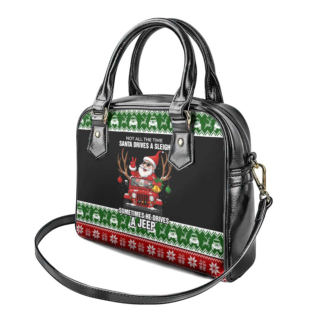 Santa Claus Drive A JEEP Shoulder Handbag Funny Xmas Holiday Patterns - Wonder Print Shop