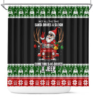 Santa Claus Drive A JEEP Shower Curtain Funny Xmas Holiday Patterns - Wonder Print Shop
