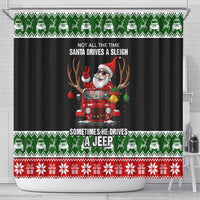 Santa Claus Drive A JEEP Shower Curtain Funny Xmas Holiday Patterns - Wonder Print Shop