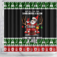 Santa Claus Drive A JEEP Shower Curtain Funny Xmas Holiday Patterns - Wonder Print Shop