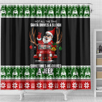 Santa Claus Drive A JEEP Shower Curtain Funny Xmas Holiday Patterns - Wonder Print Shop
