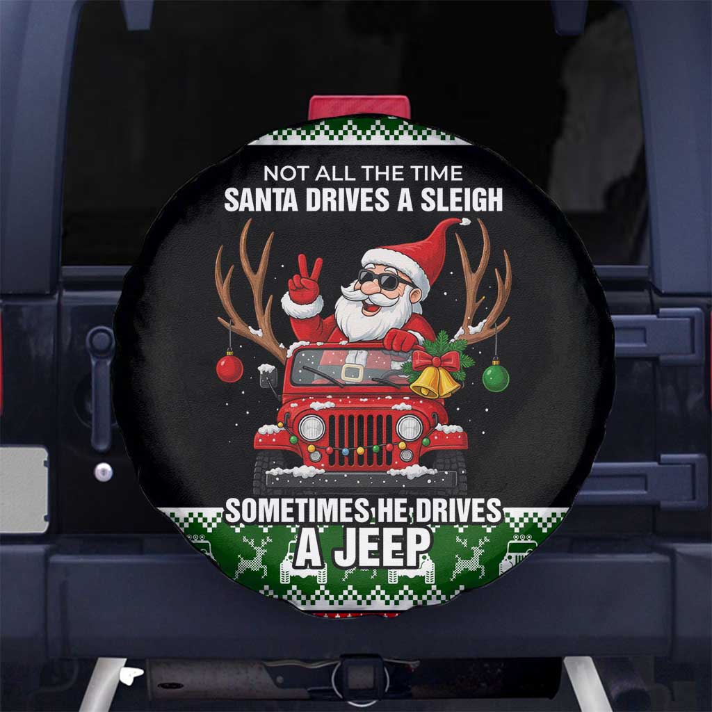 Santa Claus Drive A JEEP Spare Tire Cover Funny Xmas Holiday Patterns - Wonder Print Shop