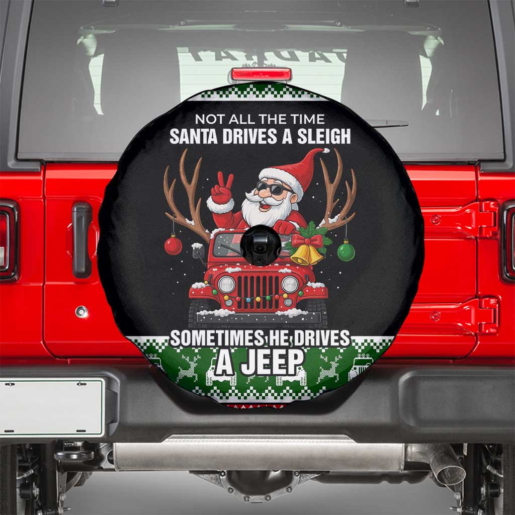 Santa Claus Drive A JEEP Spare Tire Cover Funny Xmas Holiday Patterns - Wonder Print Shop
