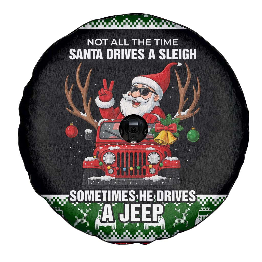 Santa Claus Drive A JEEP Spare Tire Cover Funny Xmas Holiday Patterns - Wonder Print Shop