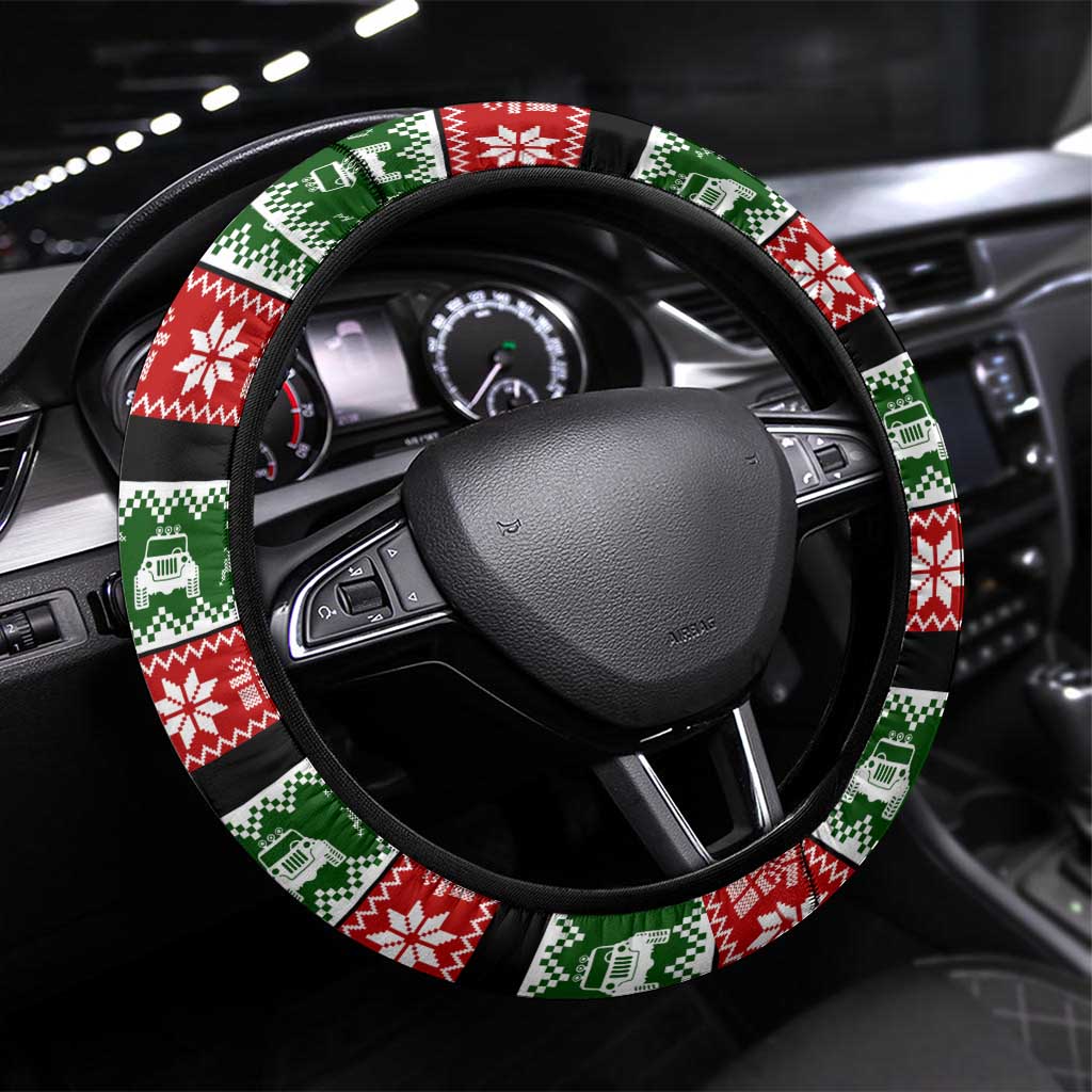 Santa Claus Drive A JEEP Steering Wheel Cover Funny Xmas Holiday Patterns - Wonder Print Shop