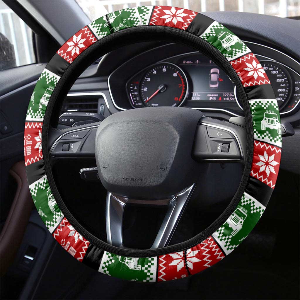 Santa Claus Drive A JEEP Steering Wheel Cover Funny Xmas Holiday Patterns - Wonder Print Shop