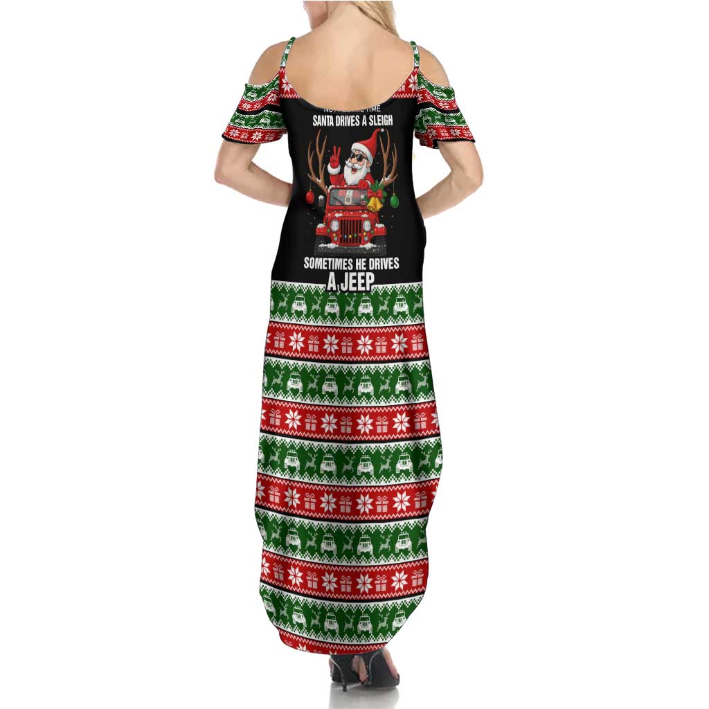 Santa Claus Drive A JEEP Summer Maxi Dress Funny Xmas Holiday Patterns - Wonder Print Shop