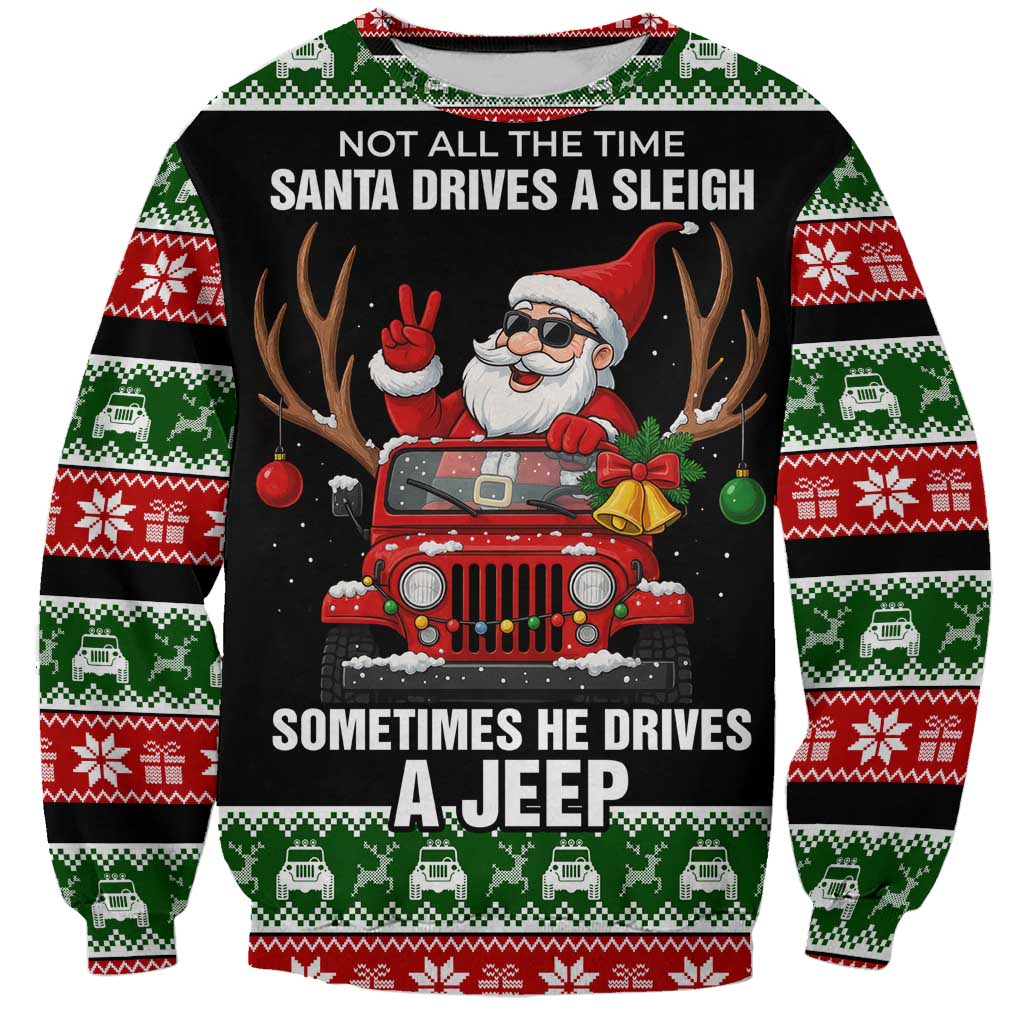 Santa Claus Drive A JEEP Sweatshirt Funny Xmas Holiday Patterns - Wonder Print Shop
