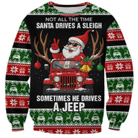 Santa Claus Drive A JEEP Sweatshirt Funny Xmas Holiday Patterns - Wonder Print Shop