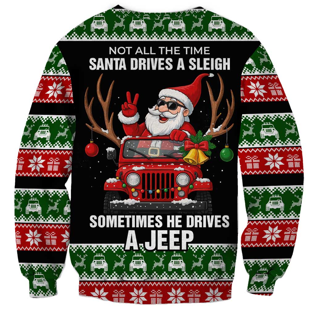 Santa Claus Drive A JEEP Sweatshirt Funny Xmas Holiday Patterns - Wonder Print Shop