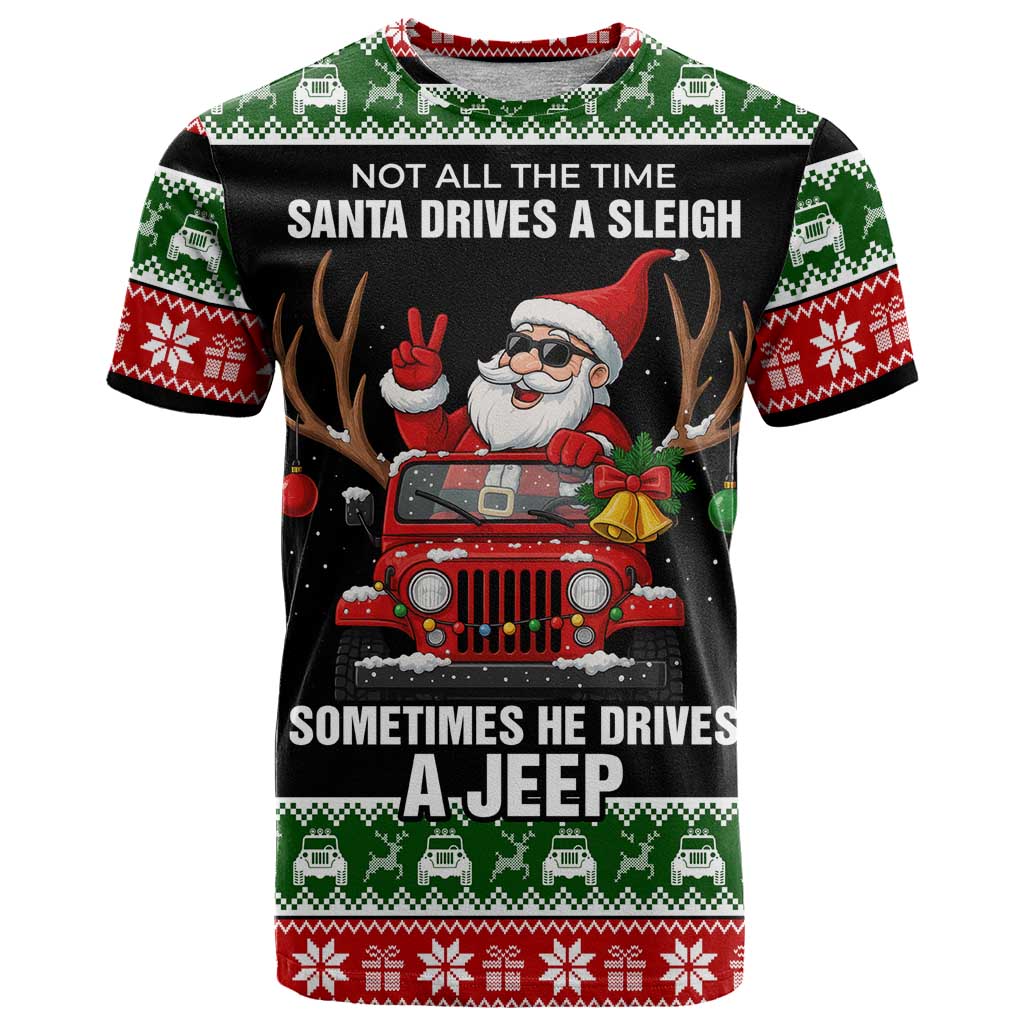 Santa Claus Drive A JEEP T Shirt Funny Xmas Holiday Patterns - Wonder Print Shop