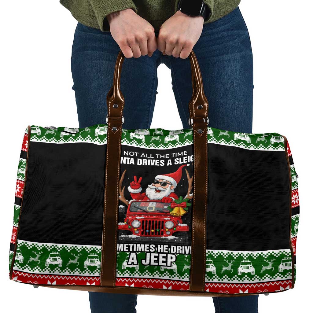 Santa Claus Drive A JEEP Travel Bag Funny Xmas Holiday Patterns - Wonder Print Shop
