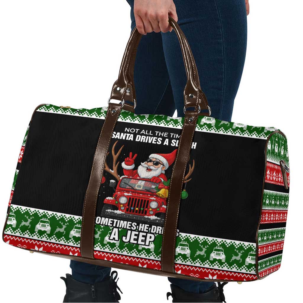 Santa Claus Drive A JEEP Travel Bag Funny Xmas Holiday Patterns - Wonder Print Shop