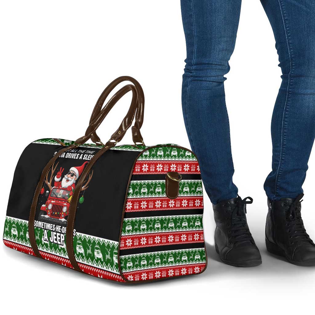 Santa Claus Drive A JEEP Travel Bag Funny Xmas Holiday Patterns - Wonder Print Shop