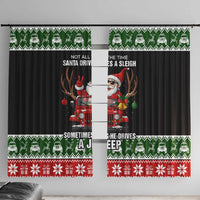 Santa Claus Drive A JEEP Window Curtain Funny Xmas Holiday Patterns - Wonder Print Shop