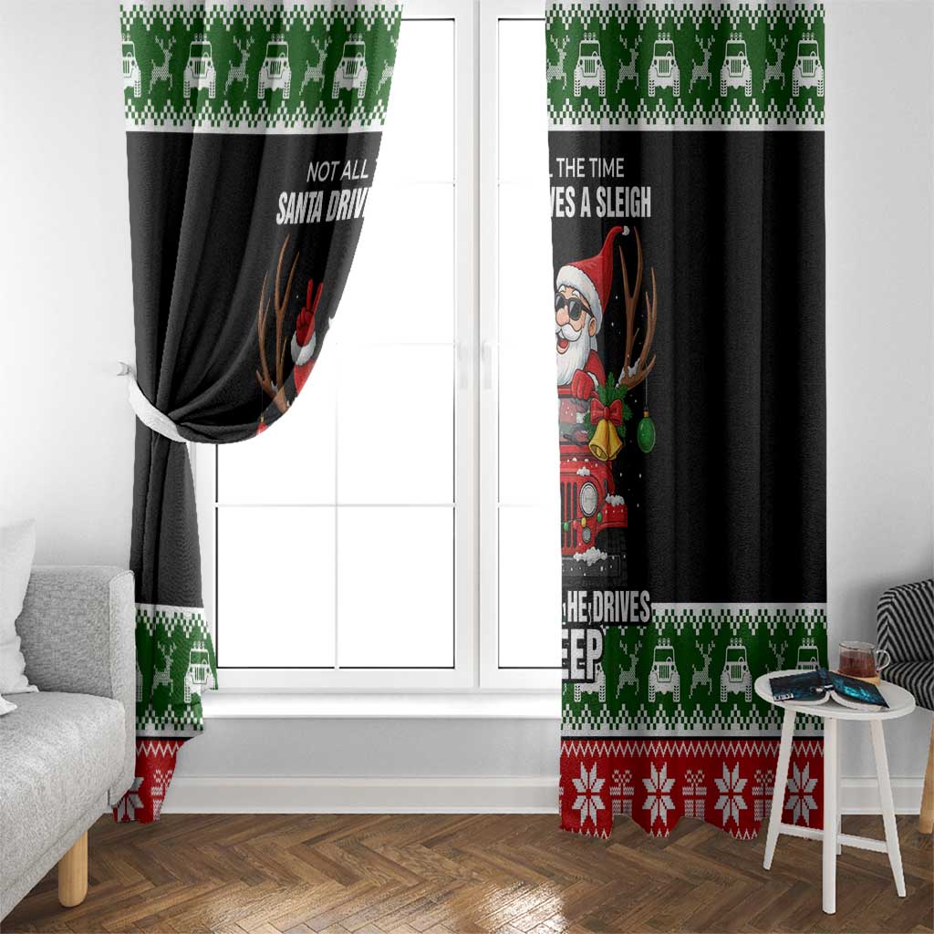 Santa Claus Drive A JEEP Window Curtain Funny Xmas Holiday Patterns - Wonder Print Shop
