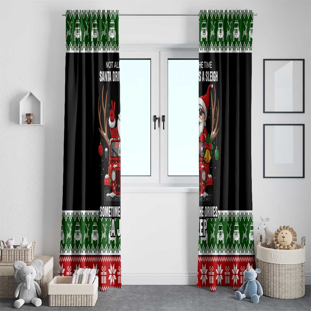 Santa Claus Drive A JEEP Window Curtain Funny Xmas Holiday Patterns - Wonder Print Shop