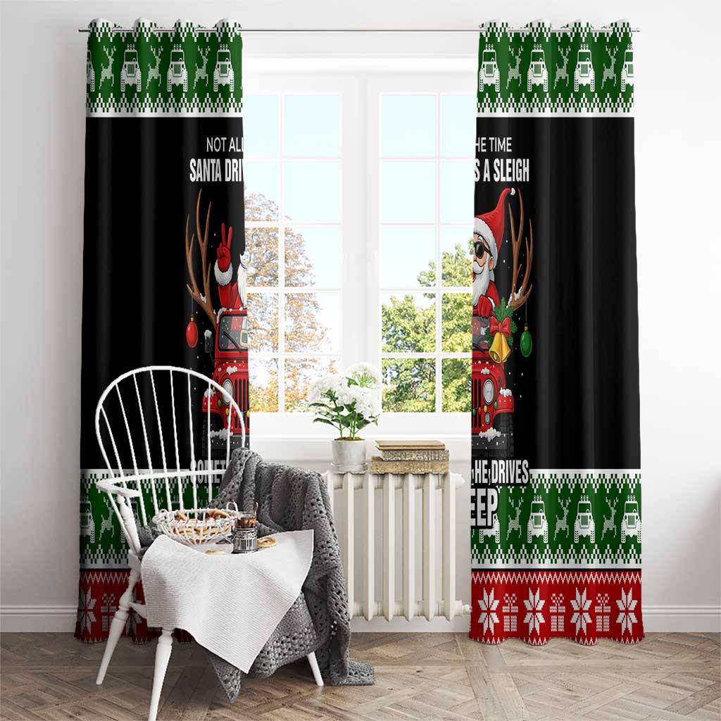 Santa Claus Drive A JEEP Window Curtain Funny Xmas Holiday Patterns - Wonder Print Shop