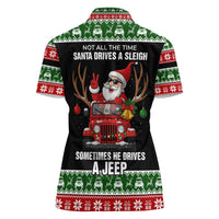 Santa Claus Drive A JEEP Women Polo Shirt Funny Xmas Holiday Patterns - Wonder Print Shop