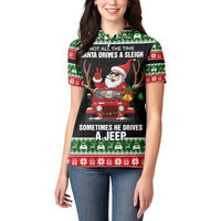 Santa Claus Drive A JEEP Women Polo Shirt Funny Xmas Holiday Patterns - Wonder Print Shop