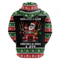 Santa Claus Drive A JEEP Zip Hoodie Funny Xmas Holiday Patterns - Wonder Print Shop