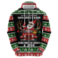 Santa Claus Drive A JEEP Zip Hoodie Funny Xmas Holiday Patterns - Wonder Print Shop