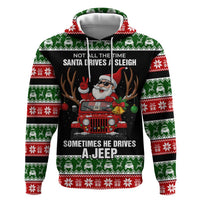 Santa Claus Drive A JEEP Zip Hoodie Funny Xmas Holiday Patterns - Wonder Print Shop