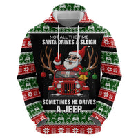 Santa Claus Drive A JEEP Zip Hoodie Funny Xmas Holiday Patterns - Wonder Print Shop