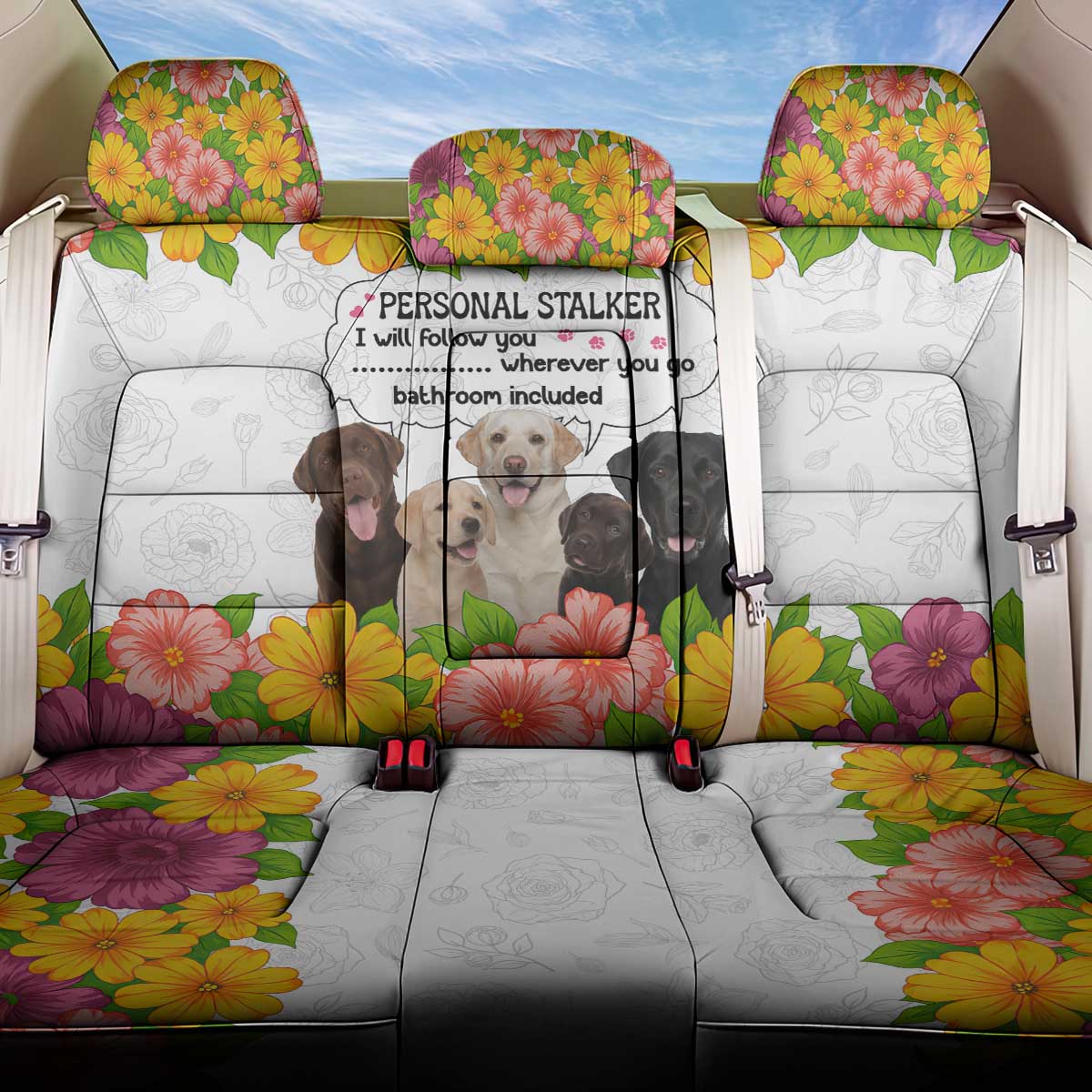 Labrador Retriever Personal Stalker Christmas Back Car Seat Cover Funny Xmas Holiday Patterns - Wonder Print Shop