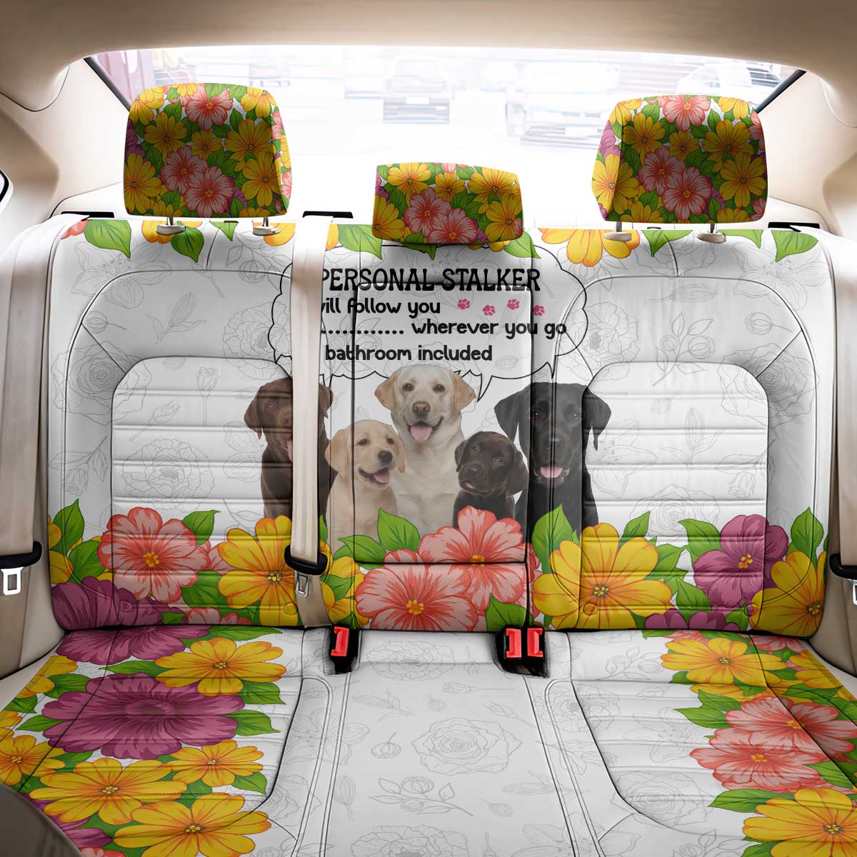 Labrador Retriever Personal Stalker Christmas Back Car Seat Cover Funny Xmas Holiday Patterns - Wonder Print Shop