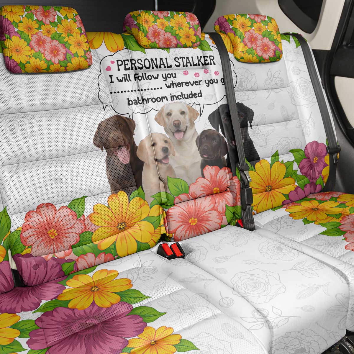 Labrador Retriever Personal Stalker Christmas Back Car Seat Cover Funny Xmas Holiday Patterns - Wonder Print Shop