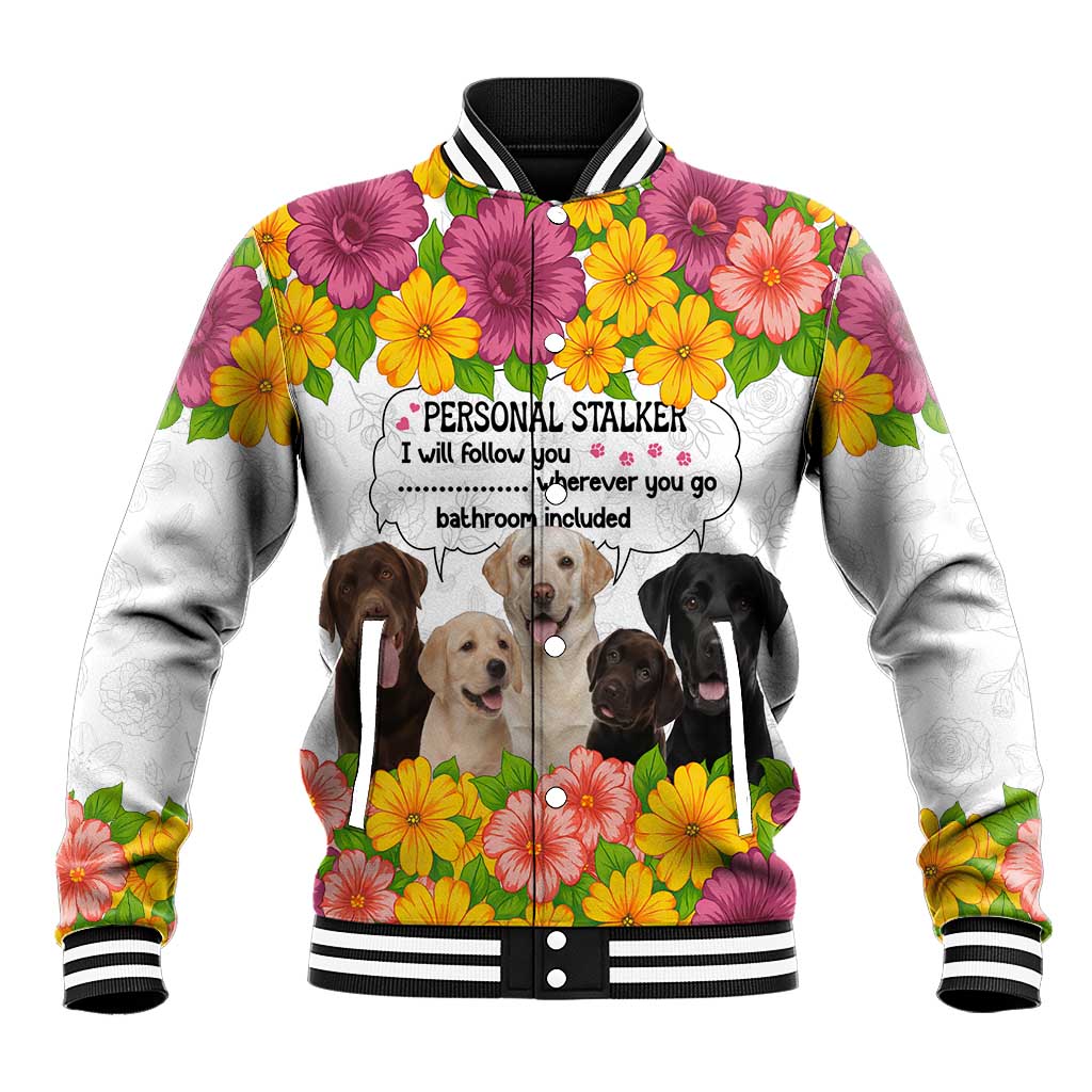 Labrador Retriever Personal Stalker Christmas Baseball Jacket Funny Xmas Holiday Patterns - Wonder Print Shop