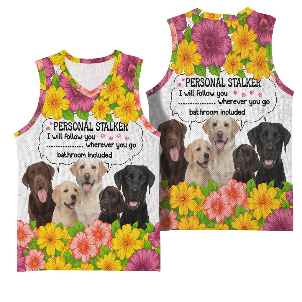 Labrador Retriever Personal Stalker Christmas Basketball Jersey Funny Xmas Holiday Patterns - Wonder Print Shop