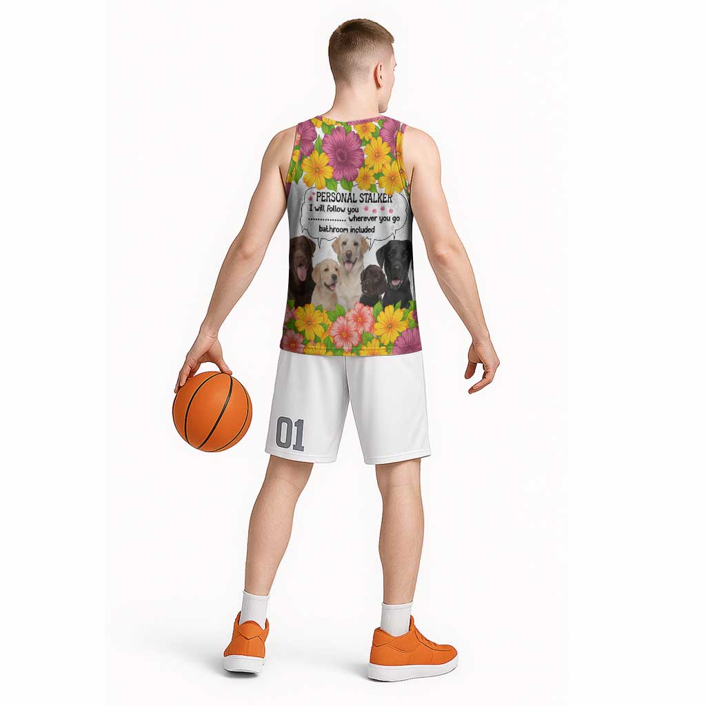 Labrador Retriever Personal Stalker Christmas Basketball Jersey Funny Xmas Holiday Patterns - Wonder Print Shop