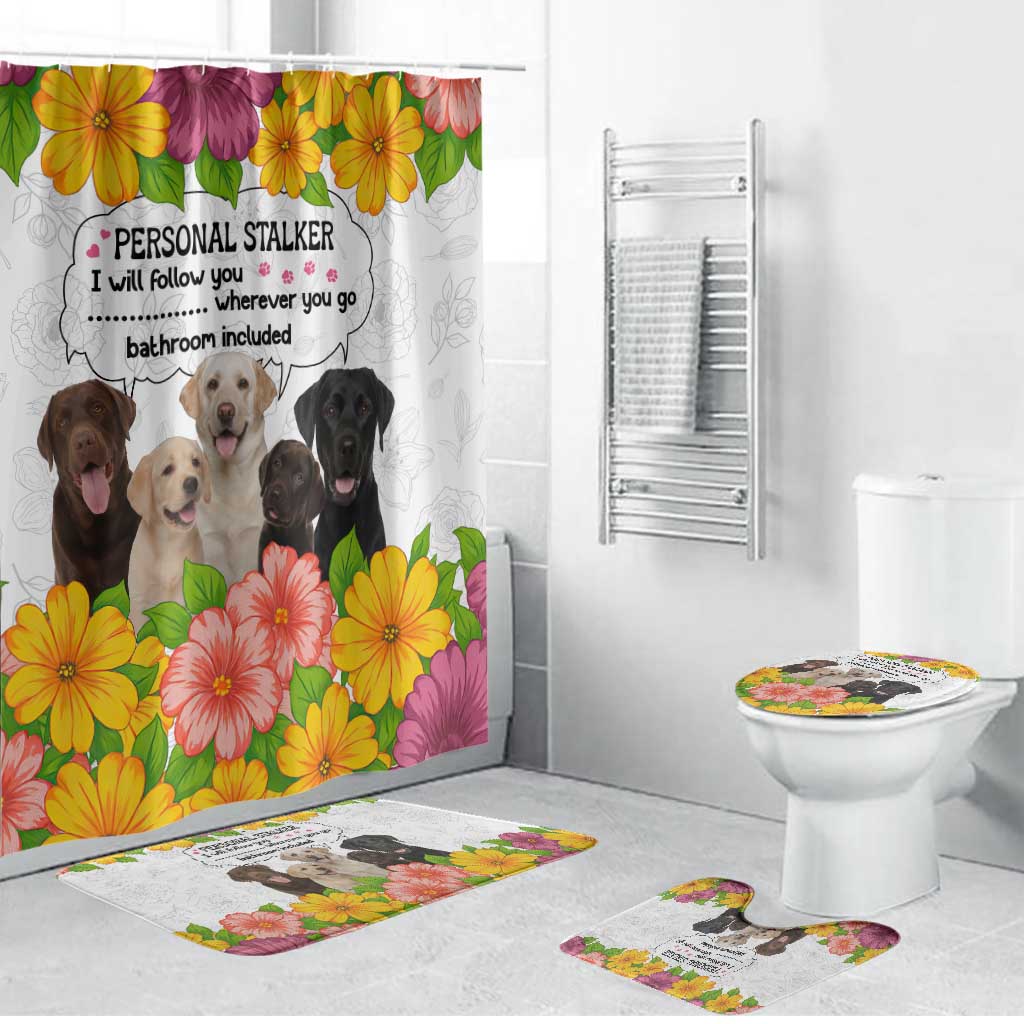 Labrador Retriever Personal Stalker Christmas Bathroom Set Funny Xmas Holiday Patterns - Wonder Print Shop
