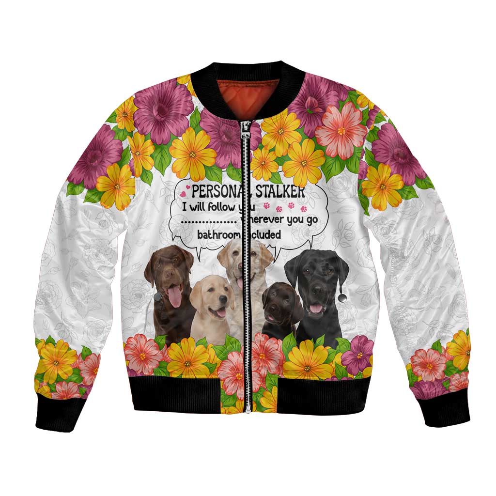 Labrador Retriever Personal Stalker Christmas Bomber Jacket Funny Xmas Holiday Patterns - Wonder Print Shop