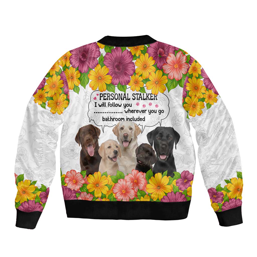 Labrador Retriever Personal Stalker Christmas Bomber Jacket Funny Xmas Holiday Patterns - Wonder Print Shop