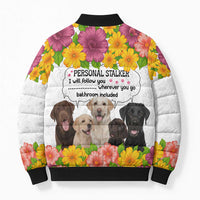 Labrador Retriever Personal Stalker Christmas Bomber Puffer Jacket Funny Xmas Holiday Patterns - Wonder Print Shop