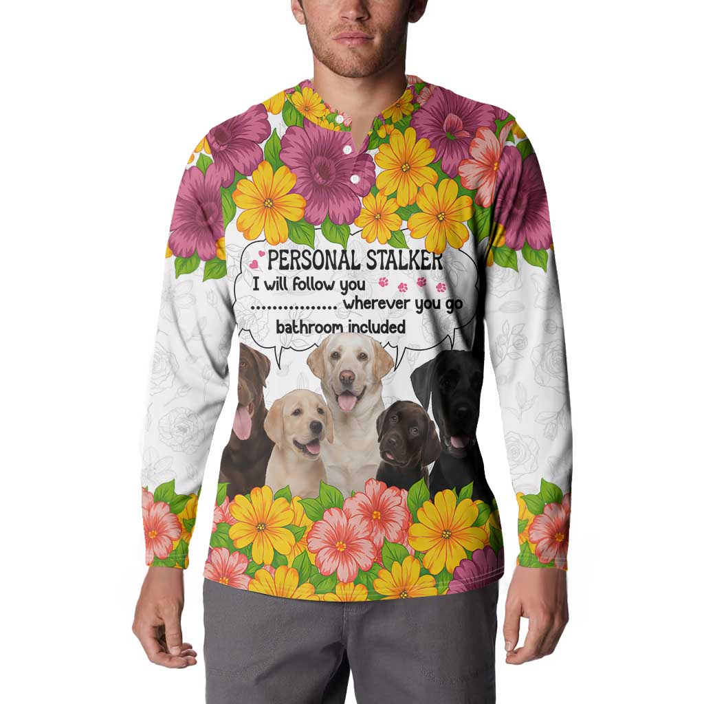 Labrador Retriever Personal Stalker Christmas Button Sweatshirt Funny Xmas Holiday Patterns - Wonder Print Shop