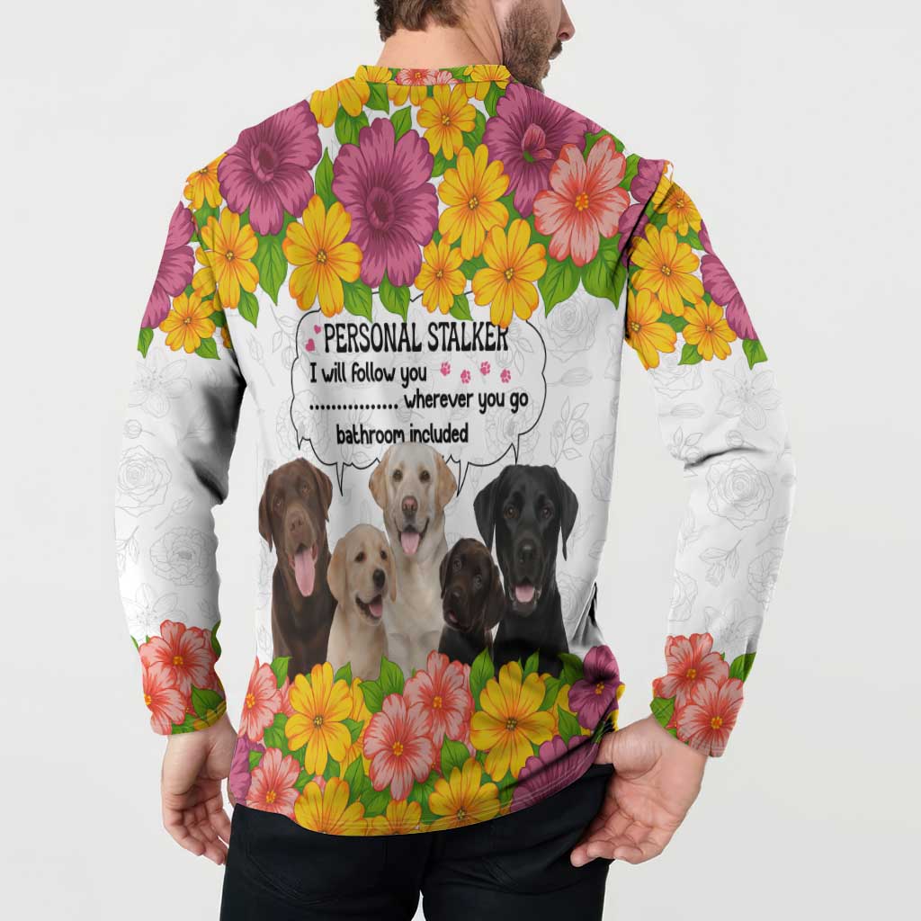 Labrador Retriever Personal Stalker Christmas Button Sweatshirt Funny Xmas Holiday Patterns - Wonder Print Shop