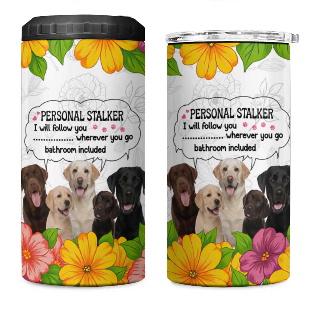 Labrador Retriever Personal Stalker Christmas 4 in 1 Can Cooler Tumbler Funny Xmas Holiday Patterns - Wonder Print Shop