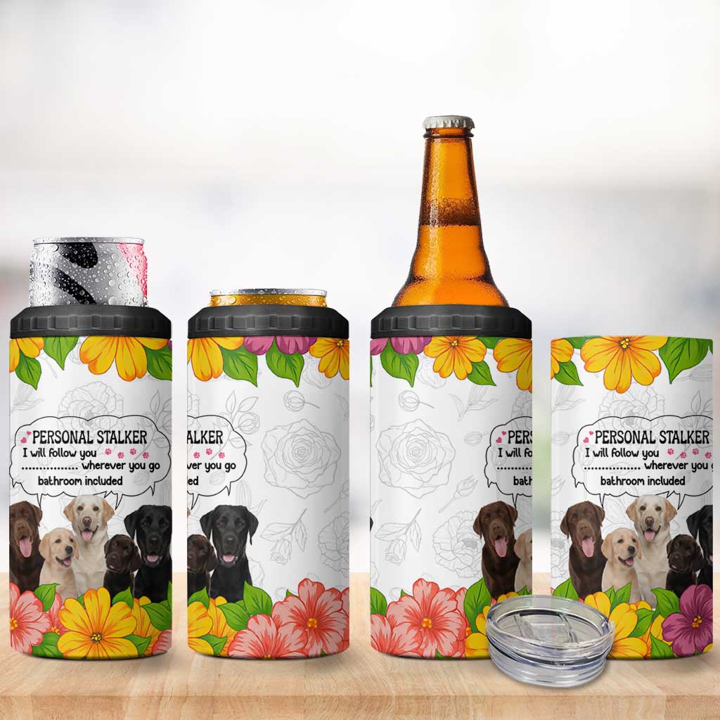 Labrador Retriever Personal Stalker Christmas 4 in 1 Can Cooler Tumbler Funny Xmas Holiday Patterns - Wonder Print Shop