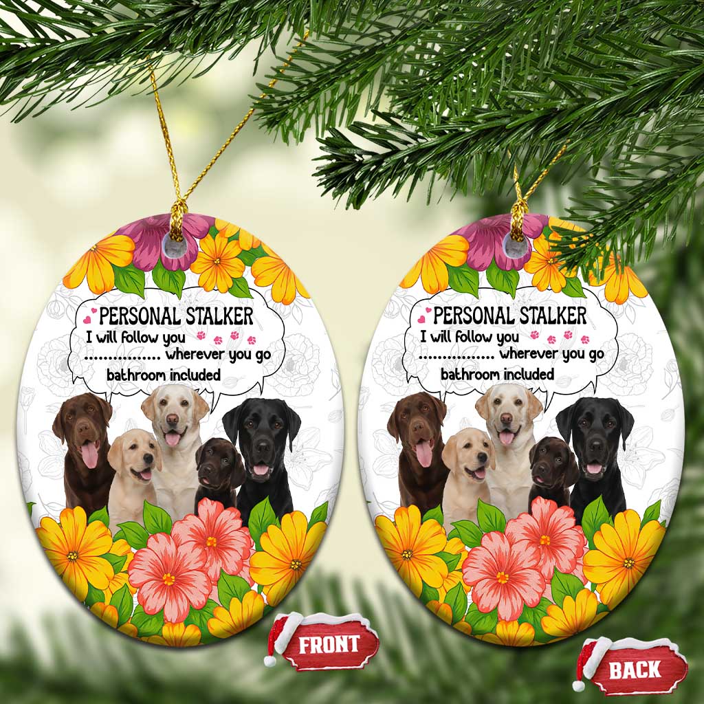 Labrador Retriever Personal Stalker Christmas Ceramic Ornament Funny Xmas Holiday Patterns - Wonder Print Shop