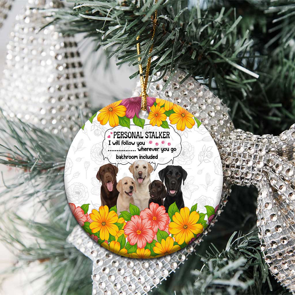Labrador Retriever Personal Stalker Christmas Ceramic Ornament Funny Xmas Holiday Patterns - Wonder Print Shop