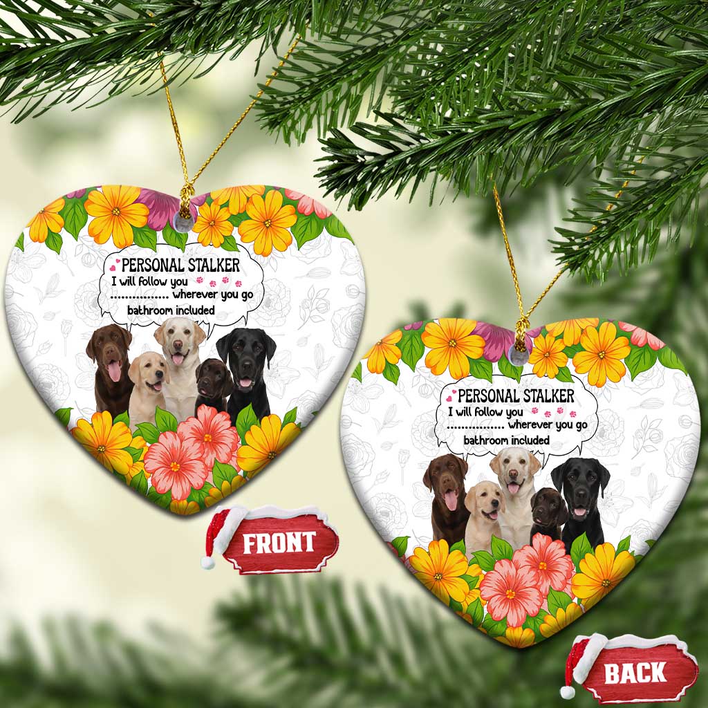 Labrador Retriever Personal Stalker Christmas Ceramic Ornament Funny Xmas Holiday Patterns - Wonder Print Shop