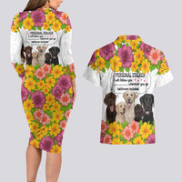 Labrador Retriever Personal Stalker Christmas Couples Matching Long Sleeve Bodycon Dress and Hawaiian Shirt Funny Xmas Holiday Patterns - Wonder Print Shop