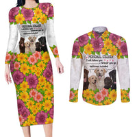 Labrador Retriever Personal Stalker Christmas Couples Matching Long Sleeve Bodycon Dress and Long Sleeve Button Shirt Funny Xmas Holiday Patterns - Wonder Print Shop