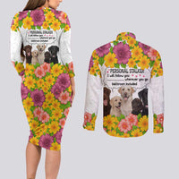 Labrador Retriever Personal Stalker Christmas Couples Matching Long Sleeve Bodycon Dress and Long Sleeve Button Shirt Funny Xmas Holiday Patterns - Wonder Print Shop